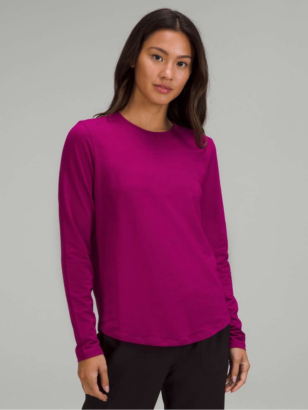 Lululemon Love Long Sleeve Crewneck Lycra Blend Shirt In Magenta Purple NWOT